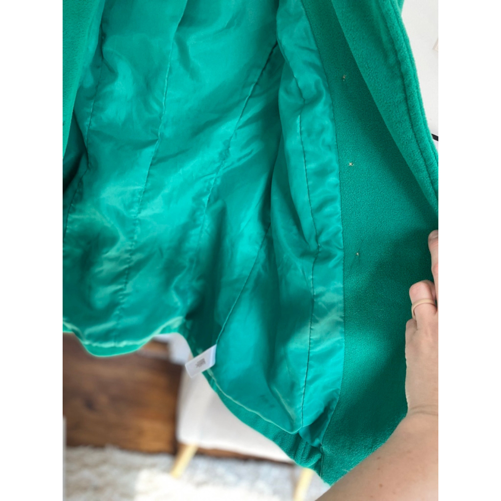 Old Navy Emerald Green Fleece Peacoat Belted Double Breasted Kelly Green Preppy - Picture 7 of 9